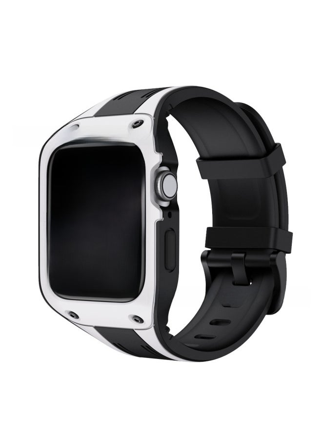 Generic - Suitable For Apple Watch 123456 Generation For Apple Watch Silicone Tpu All-in-one Two-color Protective Case Protective Case-Color:E2 Integrated Two-color Protective Shell Purple Pink (including Packaging)-Exterior Dimension:42/44mm - Image 1
