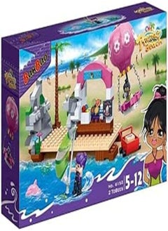 BanBao Banbao sea island coast seaside balon perahu layar trendi gadis pantai blok bangunan model bata mainan anak teman 6152 