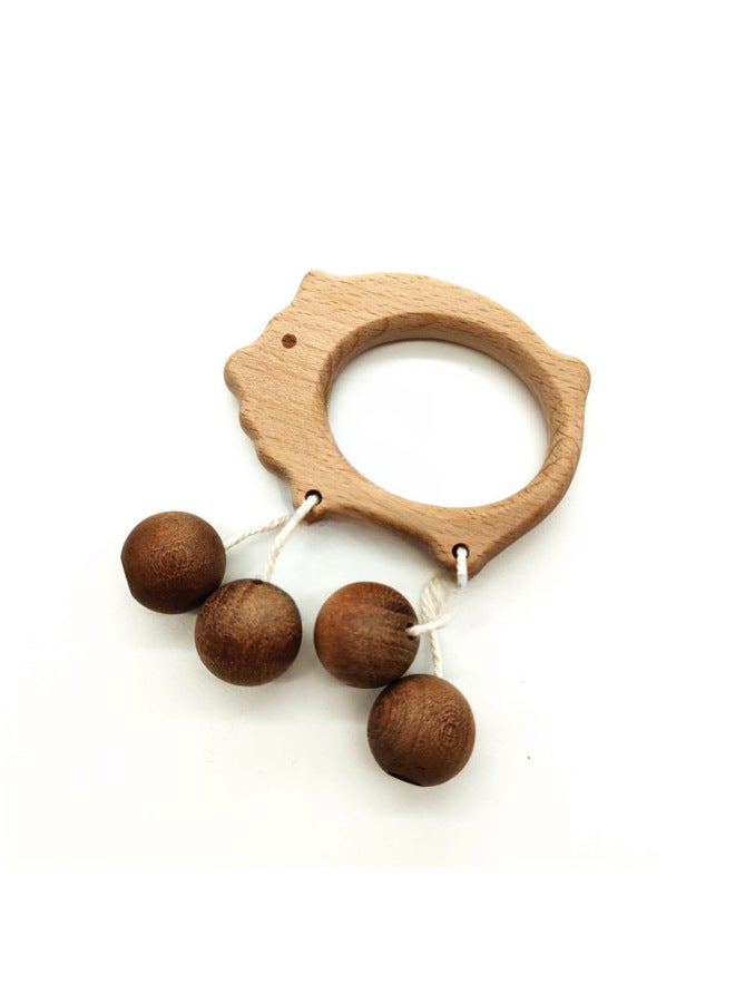 Wooden Baby Toy Pullout Drum Teeth Glue Wooden Rattle Music Box Toy Accessories Toy Wooden Circle-Color:Biscuit Trumping - Image 4