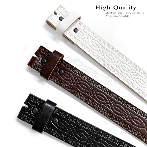 Belts.com BS085 Genuine Full Grain Engraved Embossed Leather Belt Strap with Snaps on 1-1/2"(38mm) Wide (White, 32) - Image 3