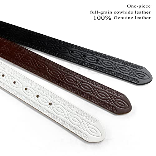 Belts.com BS085 Genuine Full Grain Engraved Embossed Leather Belt Strap with Snaps on 1-1/2"(38mm) Wide (White, 32) - Image 5