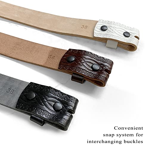 Belts.com BS085 Genuine Full Grain Engraved Embossed Leather Belt Strap with Snaps on 1-1/2"(38mm) Wide (White, 32) - Image 4