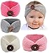QandSweet Baby Turban Head Wrap Headbands Girl Knitting Button Hairbands - Image 2