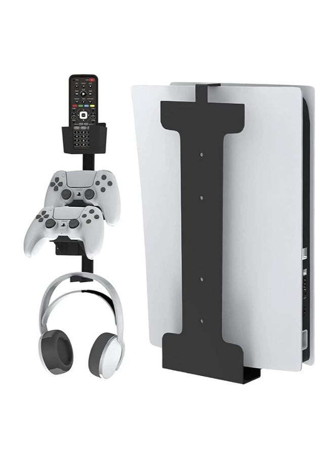 Generic PS5 Wall Mount Playstation 5 Wall Mount Rugged Steel Wall Mount for Playstation 5 Disc and Digital Edition 5-in-1 PS5 Wall Mount Controller Stand Headset Hanger PS5 Accessories  - Image 1
