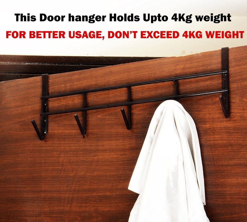 TECHNOVIBES Steel Functional Steel Over The Door Hook Hanger OrganizerWall Hook Rack Black 5 Hook 38cmX14cmX9 Pack of 1 - Image 5