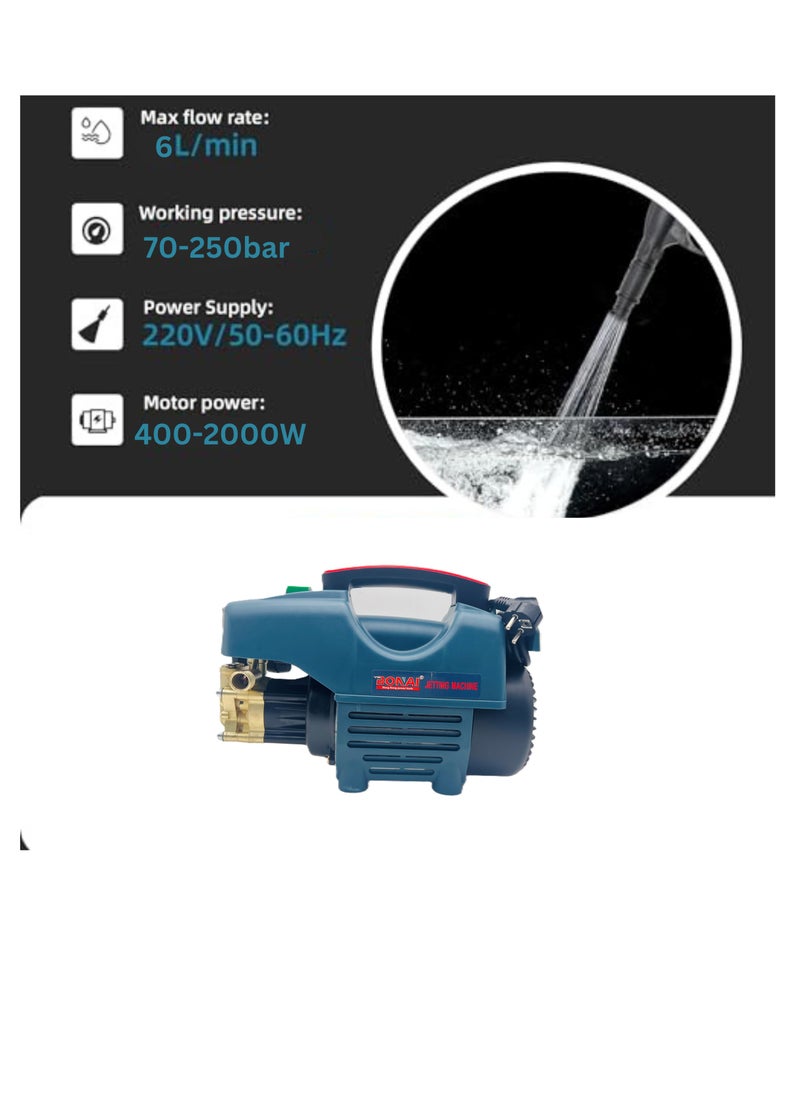 BONAI - 2000W  Pressure Washer  with 240V 250bar 6L/min Flowing Rate Automatic Shut-off Dual Use Overheat Protection for All Cleaning Tasks Vehicles Patios Driveways and More (BN-CD0012) - Image 1