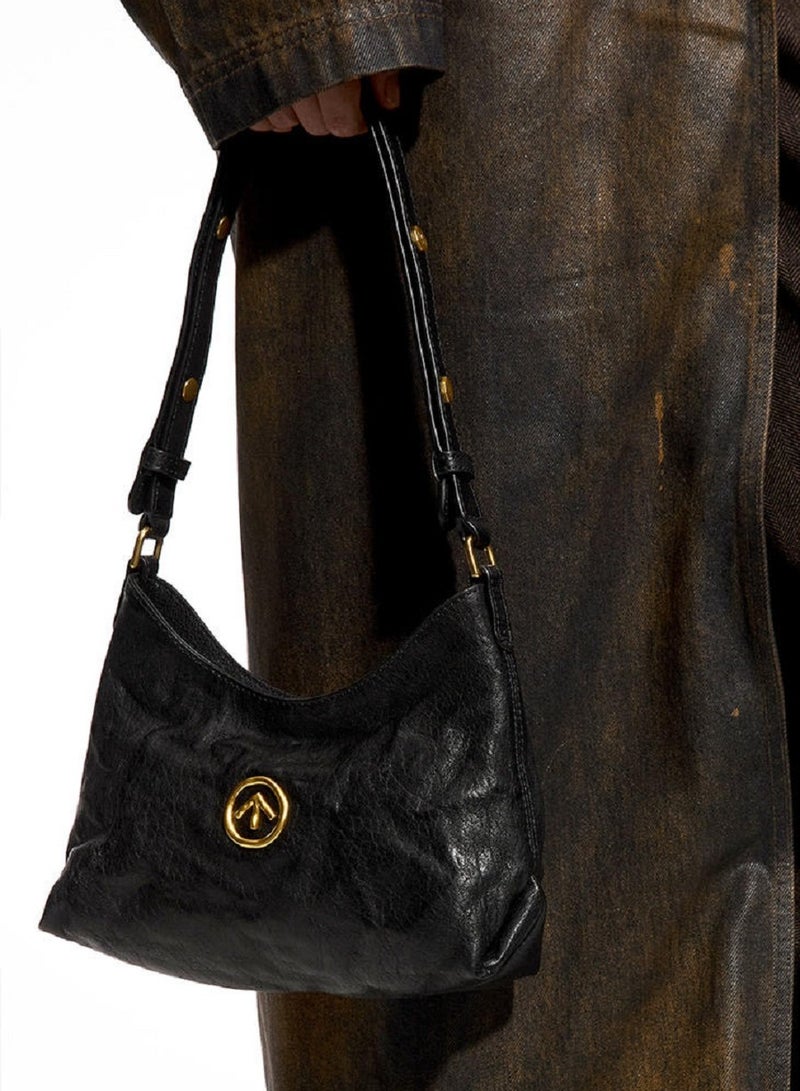 جي تي GROTTO STONE-HOBO Gold Label Pleated Leather Shoulder Bag - Image 2