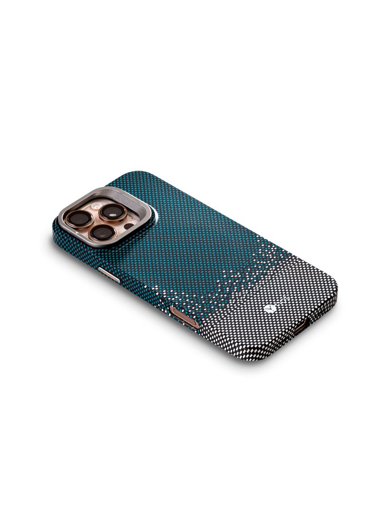 YNOT iPhone 16 Pro Kevlar Fiber Case with MagSafe and Stand - Green and Grey - Image 2