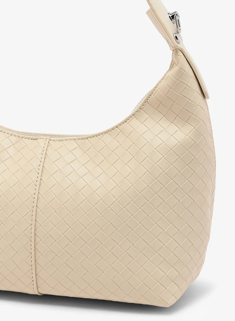 ELLA White Woven Texture Top Handle Shoulder Bag for Women | Best Price UAE