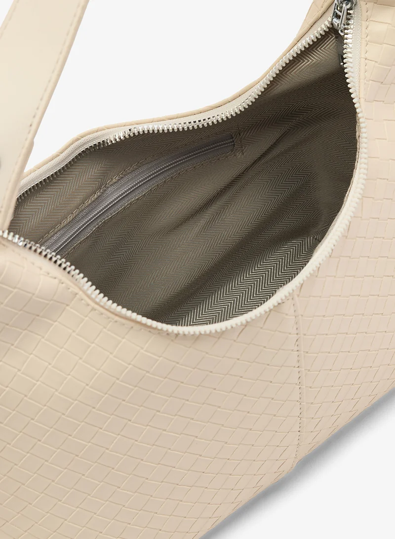 ELLA White Woven Texture Top Handle Shoulder Bag for Women | Best Price UAE