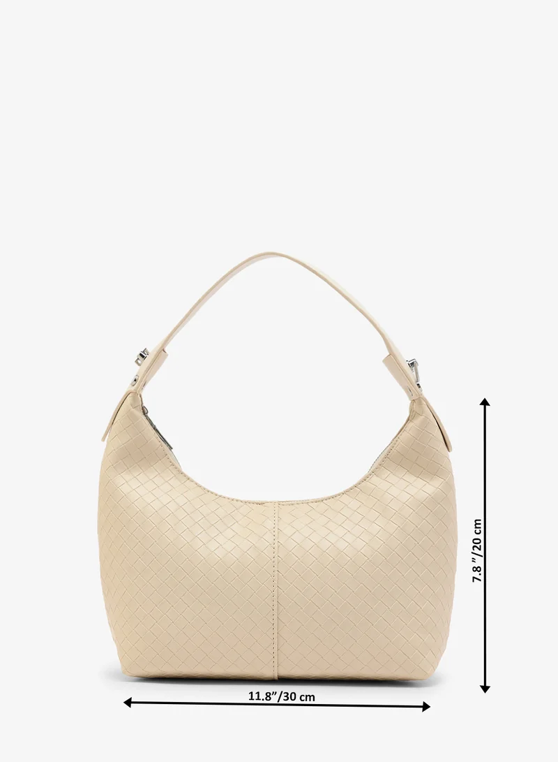 ELLA White Woven Texture Top Handle Shoulder Bag for Women | Best Price UAE