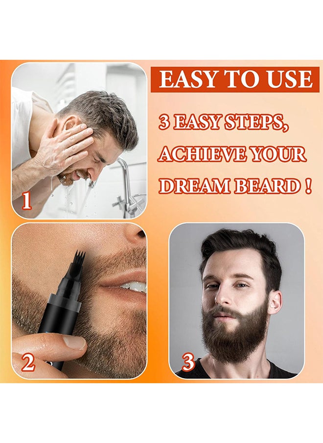 East Moon - Beard Filler Pen, Waterproof Beard Pen Beard Styling Pen, Black Beard Dye Beard Darkener Marker Long Lasting Coverage Natural Finish For Beard (Black) - Image 1