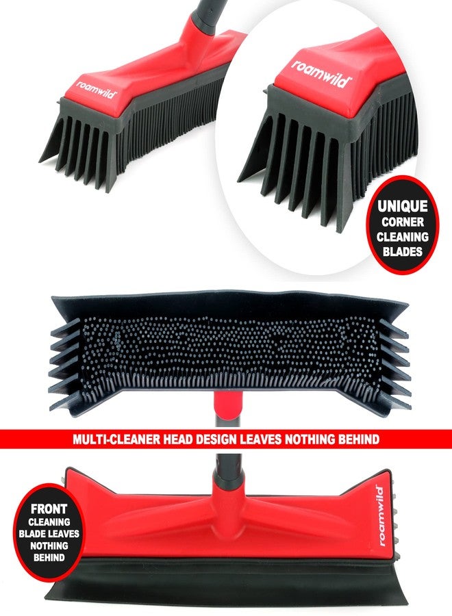 Roamwild Multi-Cleaner Rubber Pull Broom & Dustpan Combo Set with Unique Corner Cleaning Blades for Wet & Dry Mess Pet Hair Fur Removal for Hard Floors and Carpets - Image 2