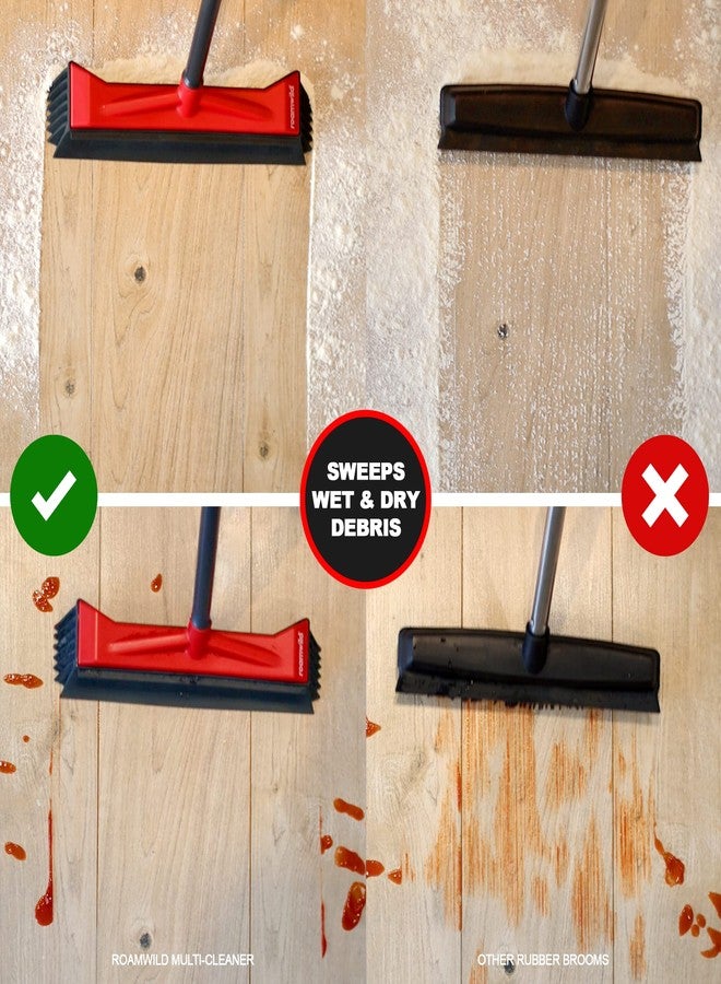 Roamwild Multi-Cleaner Rubber Pull Broom & Dustpan Combo Set with Unique Corner Cleaning Blades for Wet & Dry Mess Pet Hair Fur Removal for Hard Floors and Carpets - Image 4