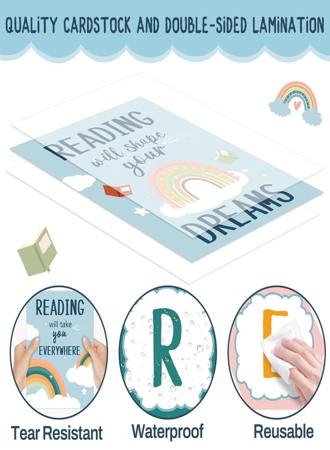 gisgfim Boho Reading Posters for Classroom Reading Corner Bulletin Board Decorations Educational Motivational Reading Strategies Posters for Elementary School Library Wall Art Decor Supplies - Image 3