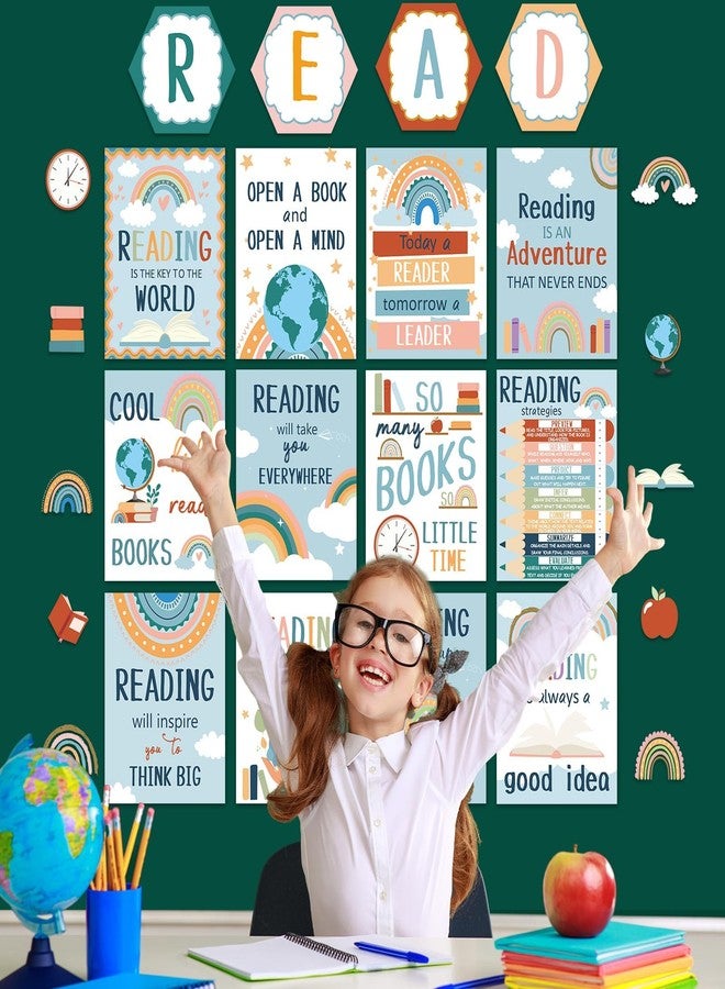 gisgfim Boho Reading Posters for Classroom Reading Corner Bulletin Board Decorations Educational Motivational Reading Strategies Posters for Elementary School Library Wall Art Decor Supplies - Image 5
