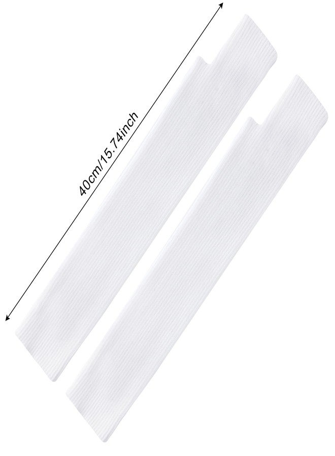 Tongcloud Arm Warmers Winter Fingerless Long Gloves for Women for Women with Thumb Hole (White, 15.8inches) - Image 2