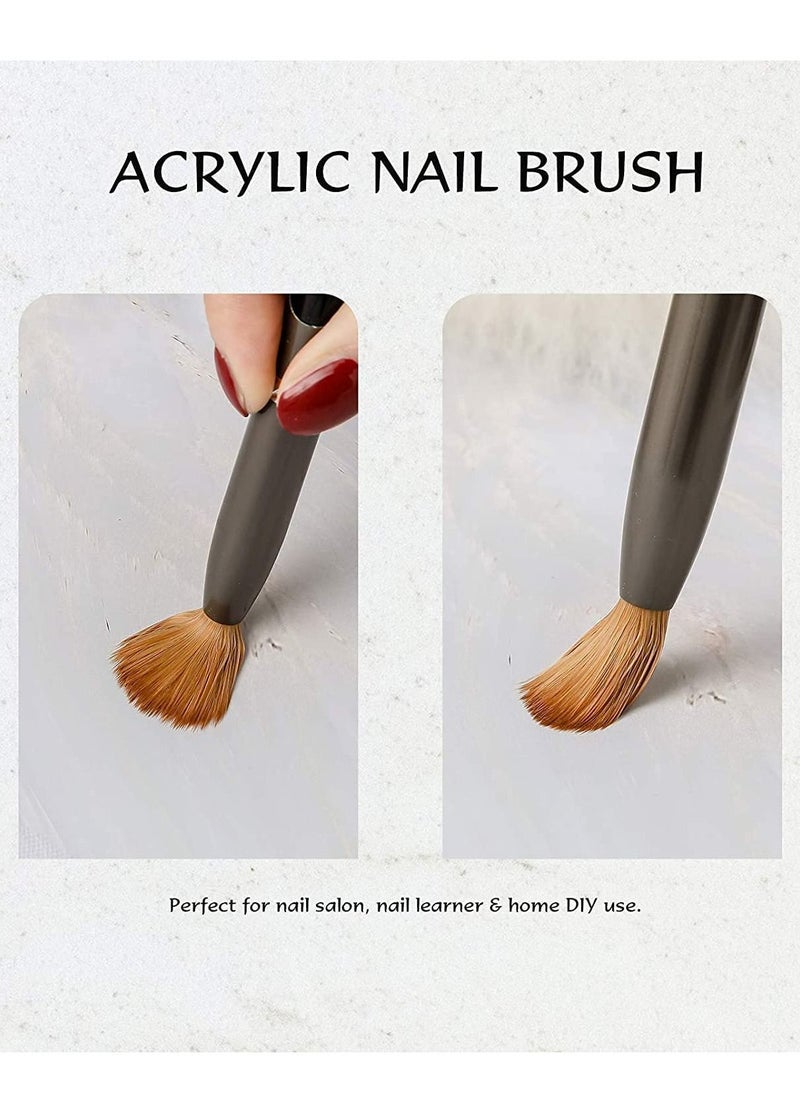 Excefore Acrylic Nail Brush, Oval Crimped Sable Acrylic Brush Wood Nail Art Brush for Acrylic Application Manicure Tool, Black  - Image 4