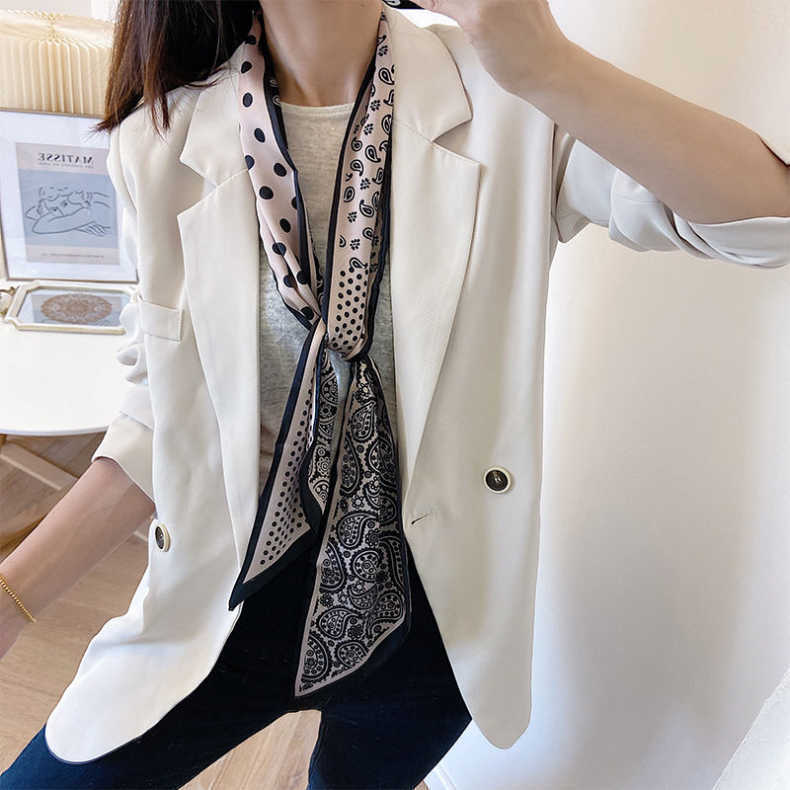 Belt Womens Hair Belt All-match High-end Thin Spring and Autumn Matching Shirt Ribbon French Ribbon Long Small Silk Scarf 15 beveled -05 cashew nut point card