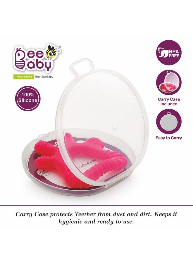Beebaby Finger Shape Soft Silicone Teether For 6 To 12 Months With Storage Case, Bpa Free Teething Toy For Babies With Textured Surface For Soothing Gums. 100% Food Grade (Finger - Pink) - Image 2