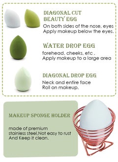 SAROR Make up Brushes set with Bag 8PCS Makeup Brushes and 4PCS Makeup Sponge Professional Face Powder Eye Shadow Powder Kit Gift Box Brushes Kit Green  - Image 3