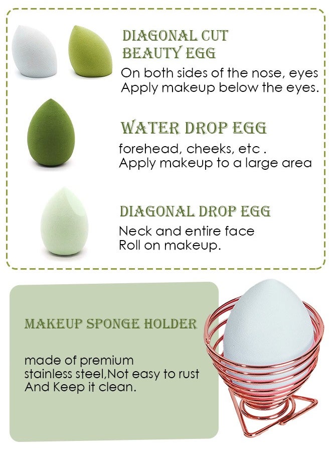 SAROR - Make up Brushes set with Bag 8PCS Makeup Brushes and 4PCS Makeup Sponge Professional Face Powder Eye Shadow Powder Kit Gift Box Brushes Kit Green - Image 1