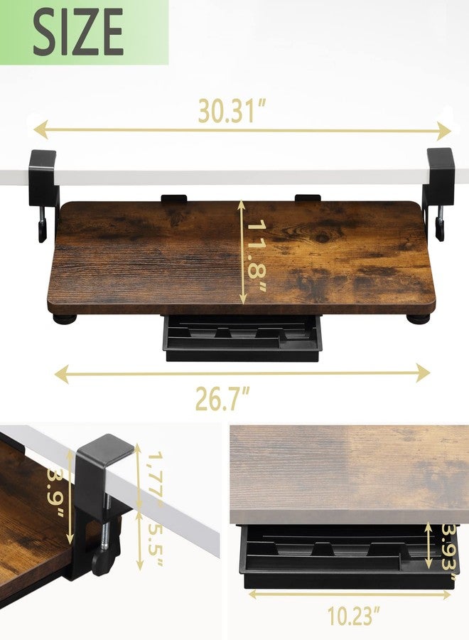 ETHU Keyboard Tray Under Desk, 26.77" X 11.81" Large Size Keyboard Tray with C Clamp-on Mount Easy to Install, Computer Keyboard Stand, Ergonomic Keyboard Tray for Home and Office - Image 3