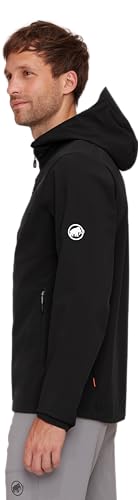 Mammut Mens Outdoor Softshell Hooded Jacket, Windproof and Water Resistant for Hiking and Traveling, Black Medium - Image 2