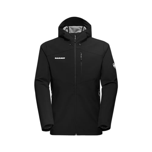 Mammut Mens Outdoor Softshell Hooded Jacket, Windproof and Water Resistant for Hiking and Traveling, Black Medium - Image 4