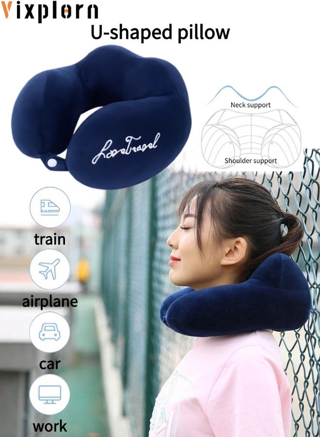 Vixplorn U-shaped pillow, flight pillow, travel pillow, suitable for high-speed rail, airplanes, trains, cars, workstations, 360° support, light and easy to carry - Image 1