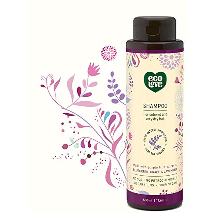 ecoLove 100% Vegan Shampoo Organic blueberry, grape & lavender For colored and very dry hair | 2 Pack (2 x 17.6 oz.) - Image 2