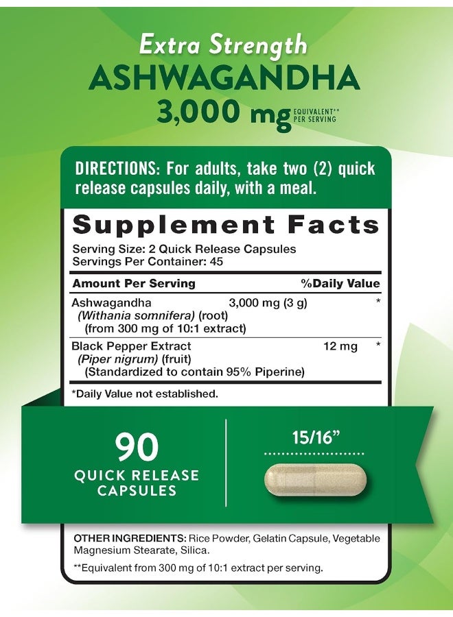 Nature's Truth Ashwagandha 3000mg Capsules – Extra Strength Stress Relief & Calm – Non-GMO Gluten Free – 90 Count - Image 2