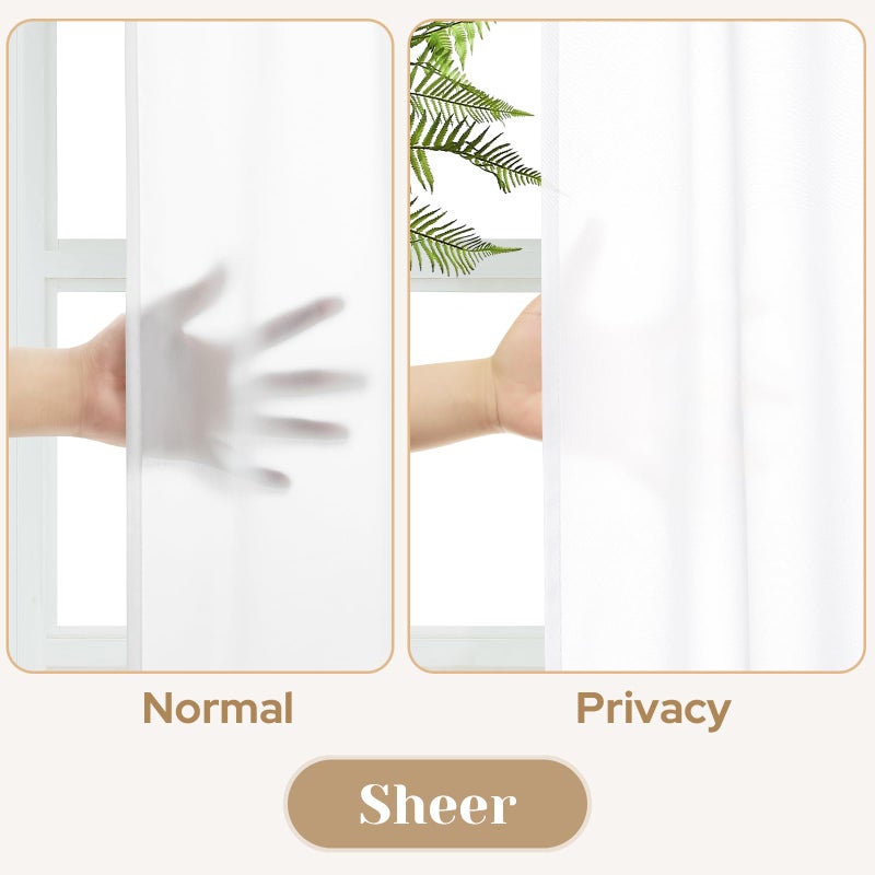 هوم أيدياز Homideas غير مشاهدت خصوصية أبيض مكيفات المطبخ الستائر 30 × 24 بوصة طول 2 لوحات قصيرة شبه شفافة الستائر الضوء الستائر نافذة الحمام الستائر لغرفة نوم غرفة المعيشة - Image 2