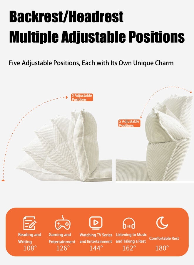 تابيت سرير أريكة قابل للطي وكرسي نوم قابل للتحويل ومرتبة قابلة للطي مع دعم للظهر وكرسي قابل للطي محمول وسرير أريكة مريح على الأرض لغرفة المعيشة وغرفة النوم (أبيض-B) - Image 5