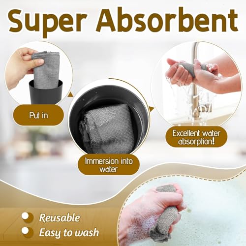 Slyford 25 X 25 CM Microfiber Cleaning Cloth Roll, 20 Pack Towels Reusable, Washable, Water Absorbent Cleaning Cloth use for Car, Home, Kitchen Surfaces, Garage (Grey Colour) - Image 4