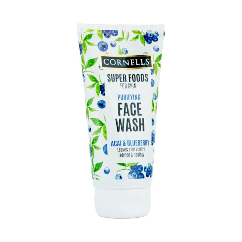 Cornells Wellness Super Foods For Face Care Acai & Blueberry Face Wash 150ml, Antioxidant Cleanser For Radiant, Youthful Skin, Skin Treatment, Non Greasy, Smooths & Protects, For All Skin Types