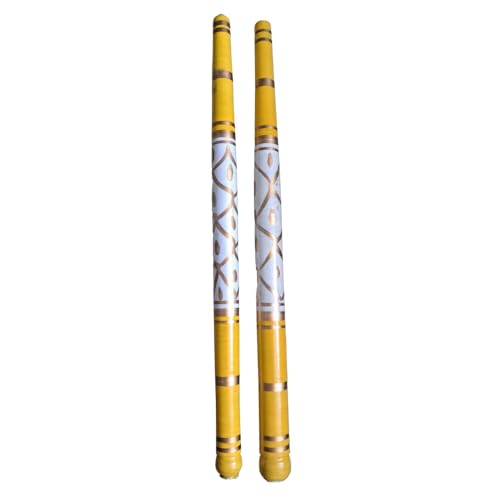 AANIJ® Sankheda Wooden Traditional Printed Wooden Dandiya Sticks for Navratri Garba Dance Stick Multicolor for Garba Night 15-Inches Any Color (1 Pair) - Image 1