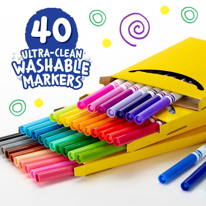 Crayola Ultra Clean Fine Line Washable Markers (40ct), Colored Markers for Kids, Fine Tip, Arts Supplies, Gifts for Kids, 3+ - Image 3