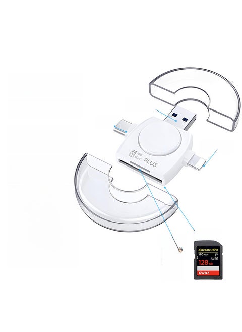 New NM Card Reader Dual USB Metal 2-in-1 Wholesale3.0NM round crescent white [read NM+SD] multi-function model 3.0NM round crescent white [read NM+SD] multi-function model