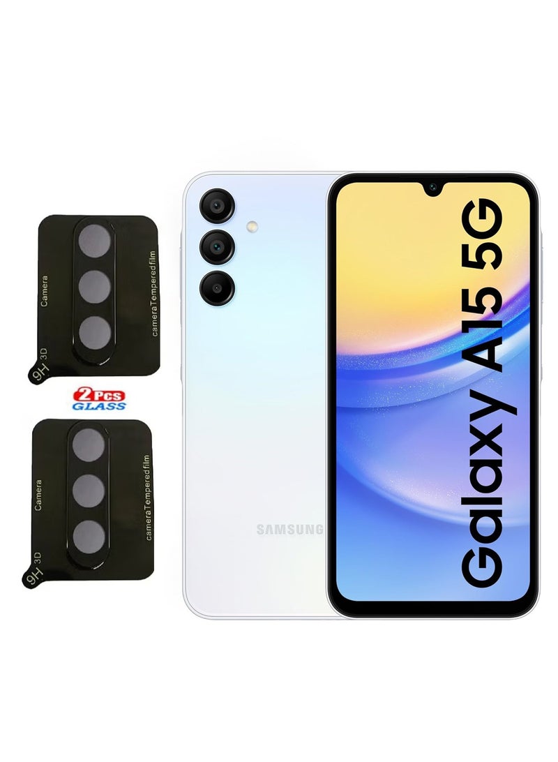 2pack Camera Lens Protector Back Tempered Glass Camera 9H Clear Glass Case Friendly Cover Lens Protector For Samsung Galaxy A15 5G (Black)