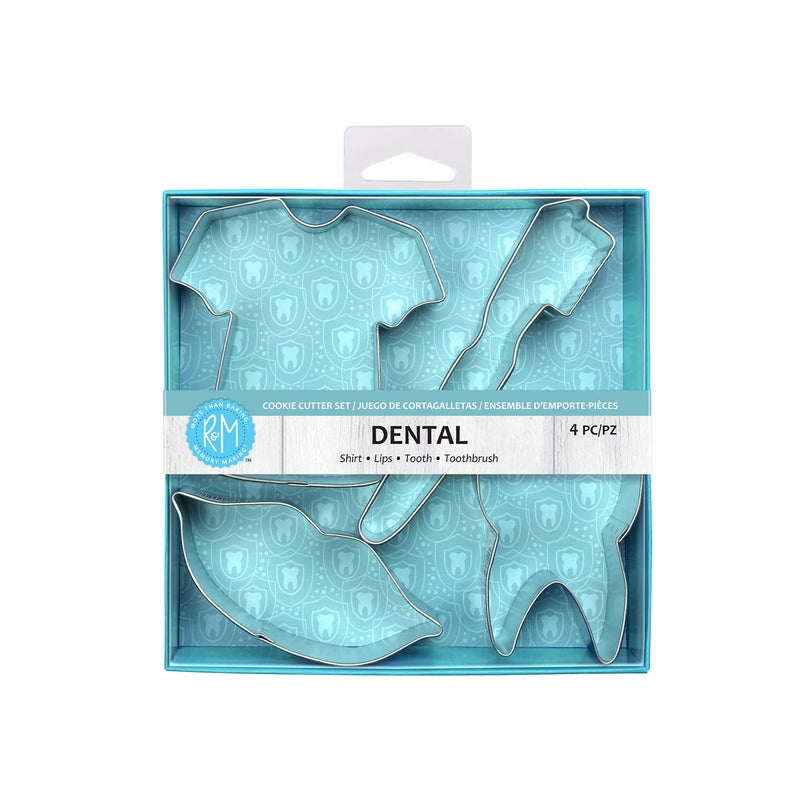 RM International Dental Cookie Cutters Scrub Shirt Lips Tooth Toothbrush 4Piece Set
