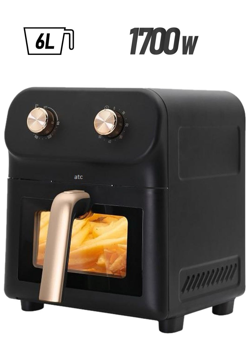 ATC Electric Air Fryer Manual 6 L 1700W H-AF030M Black with light inside  - Image 1