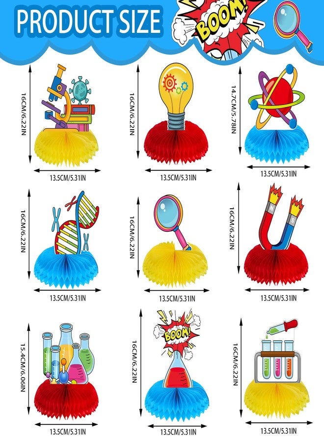 Fainne 9 Pcs Science Party Decorations Science Lab Themed Honeycomb Centerpiece Table Toppers for Kids Scientist Laboratory Party - Image 3
