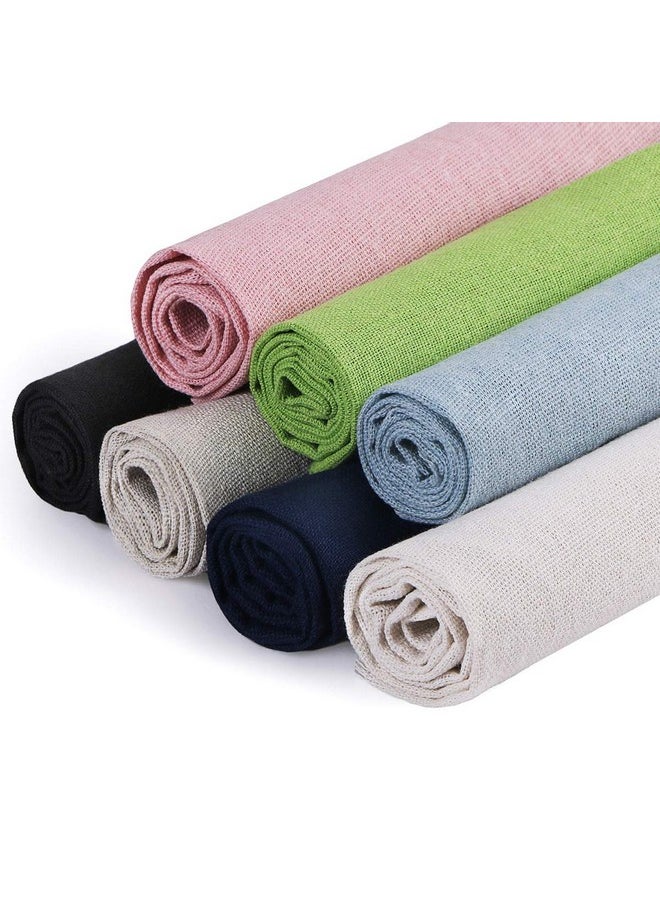 Kissbuty Linen Needlework Fabric Kissbuty 7 Colors Linen Fabric Cloth For Garment Craft Flower Pot Decoration Embroidery Cross Stitch Cloth 19.6 By 19.6 Inch (7 Colors)  - Image 1