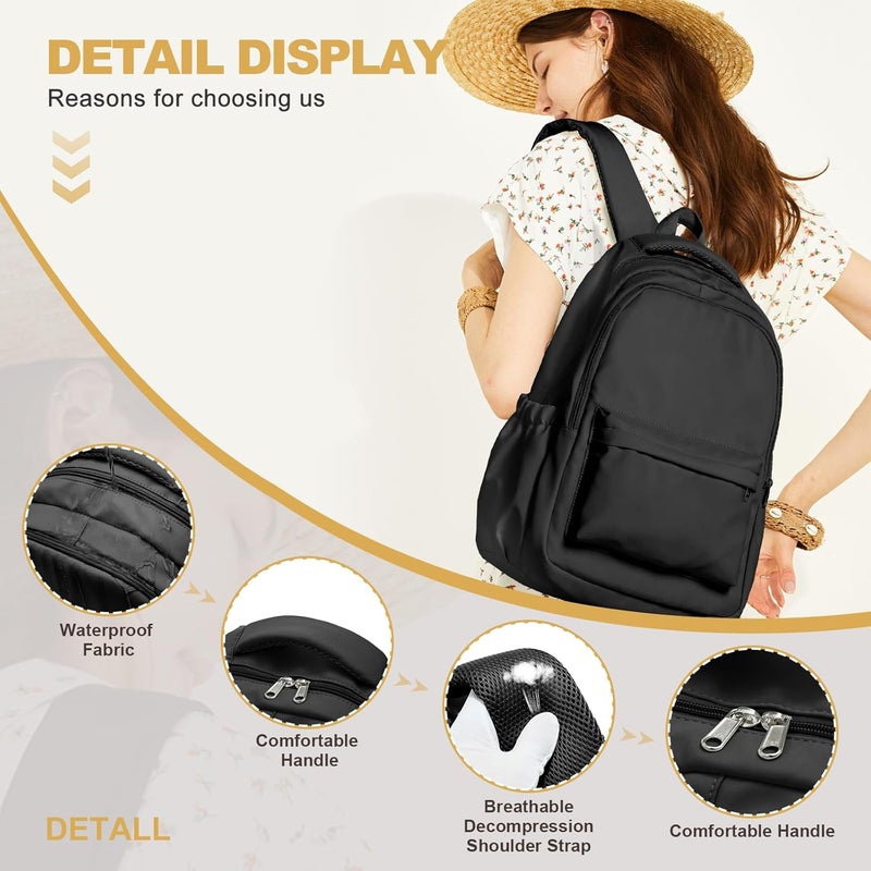BOXSAM Lightweight School Backpack for Men and Women - Black Laptop Travel Casual Daypack - Image 5