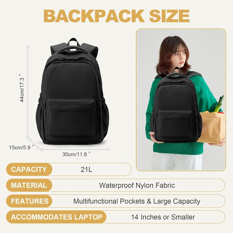 BOXSAM Lightweight School Backpack for Men and Women - Black Laptop Travel Casual Daypack - Image 3