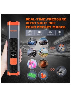 FOWAWU FOWAWU 150PSI Portable Air Compressor, 2000mAh*3  Tire Inflator Electric Air Pump with LED Flashlight/DC 12V,Smart Digital Air Pressure Detection Electric Inflator Pump for Car Bike Motorcycle Ball  - Image 2