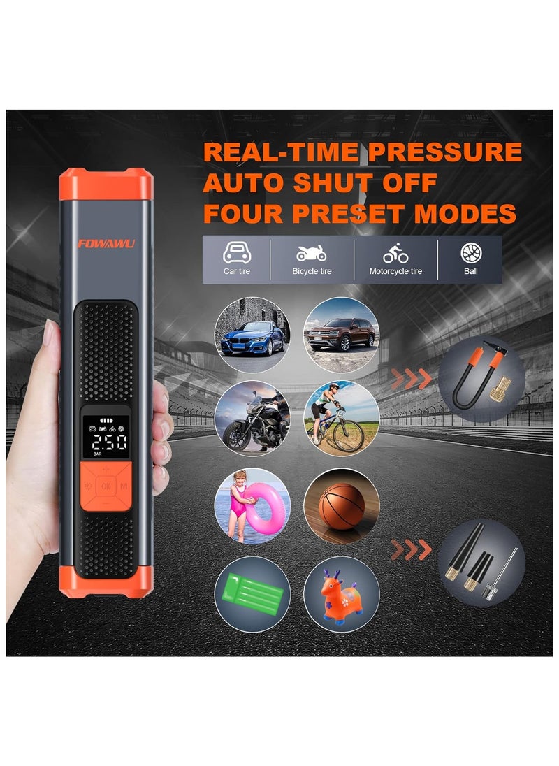 FOWAWU - FOWAWU 150PSI Portable Air Compressor, 2000mAh*3  Tire Inflator Electric Air Pump with LED Flashlight/DC 12V,Smart Digital Air Pressure Detection Electric Inflator Pump for Car Bike Motorcycle Ball - Image 1