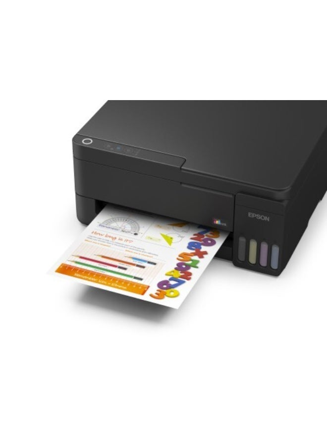 Epson EcoTank L3351 Compact 3-in-1 color Ink Tank Printer, Print, Scan, Copy, Wireless, USB, Wi-Fi, Wi-Fi Direct, Apple AirPrint, low-cost printing using high-yield refillable ink bottles, Print from Mobile, Epson Smart Panel App - New Launch with Noon Black - Image 4