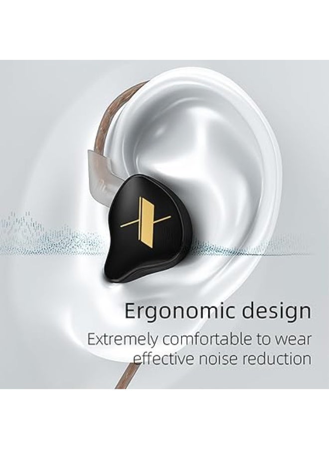 سماعة أذن داخل الأذن مع ميكروفون كيه زد اي دي اكس بمشغل ديناميكي مغناطيسي مركب بتقنية هاي فاي مقاس 10 ملم مع كابل بدبوسين قابل للفصل 0.75 ملم بلون رمادي شفاف - Image 2